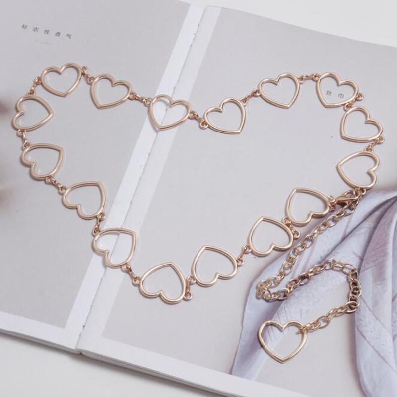 Gold Metal Belt Fashion Women's Silver Waist Chain Women's Heart Chain Belt Dress Accessories
