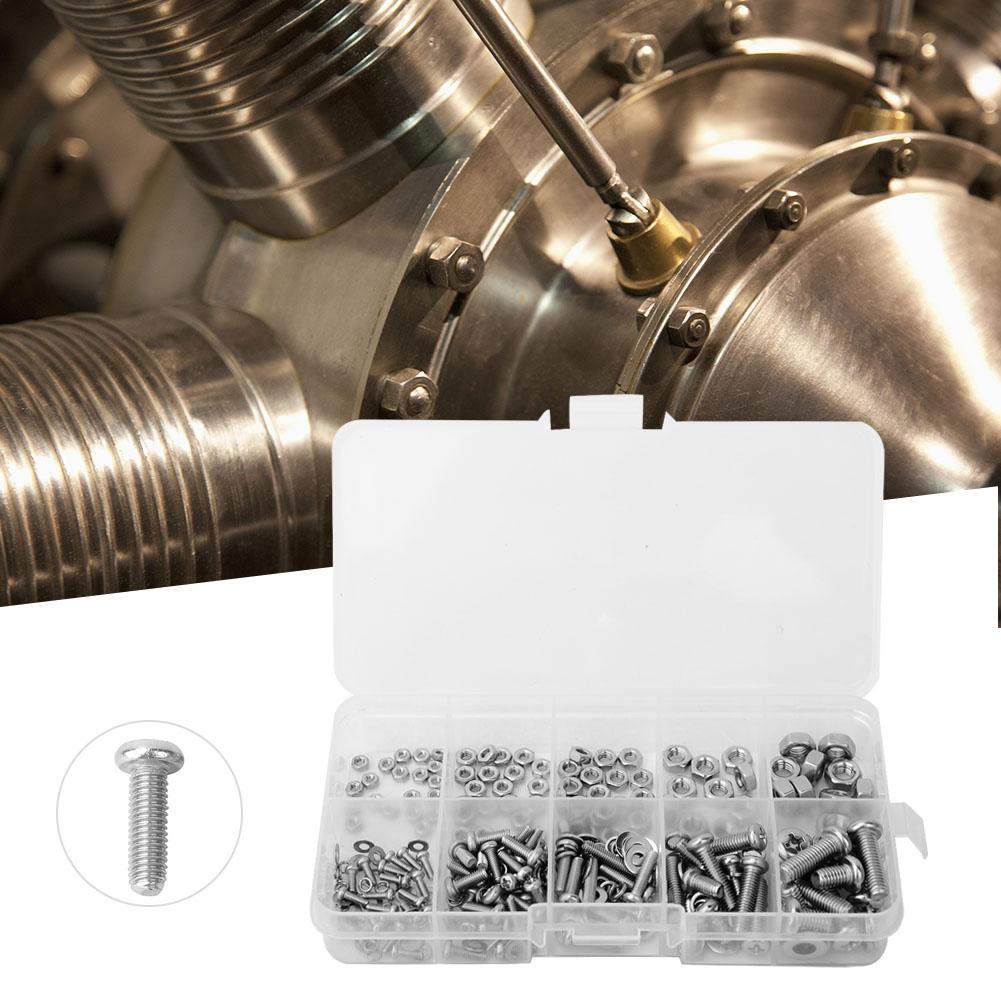 240 шт. Набор прокладок для гаек и крестовых болтов M2 M2.5 M3 M4 M5 Набор крепежных инструментов из нержавеющей стали