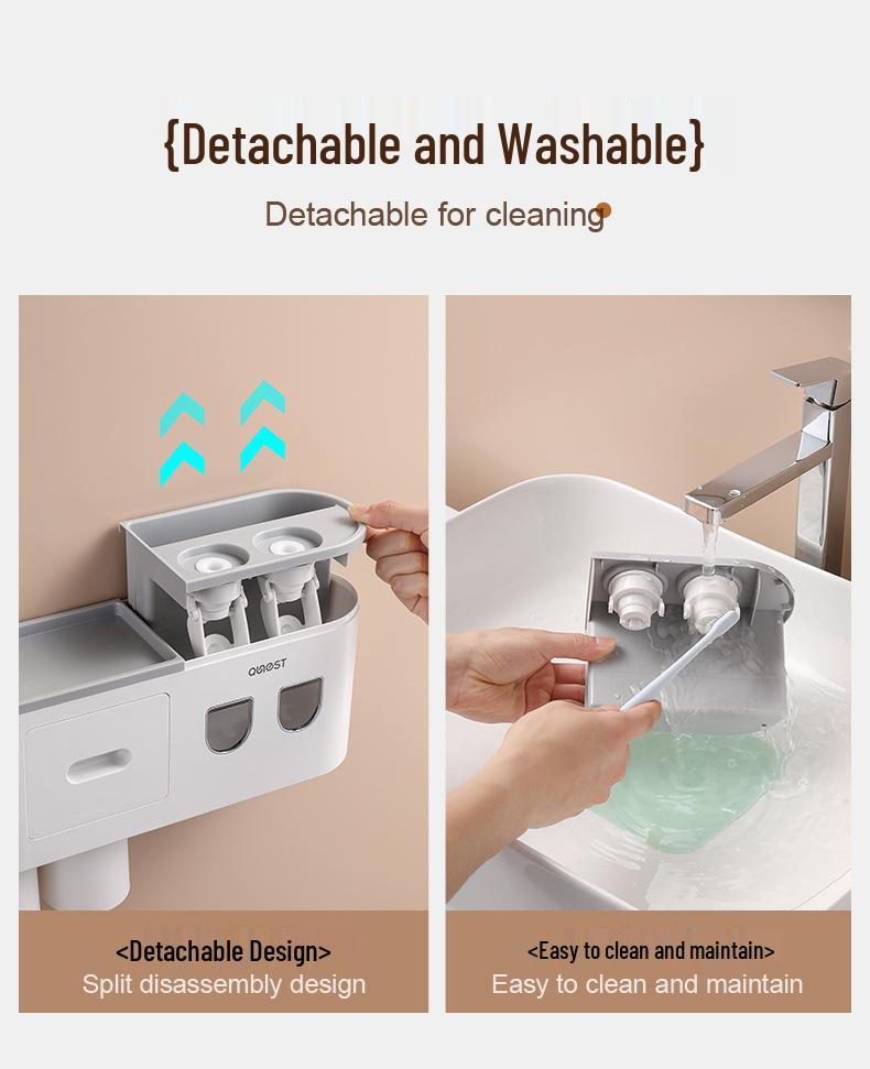 Настенный набор для зубных щеток и стаканов для полоскания рта без сверления с электрическим дозатором зубной пасты