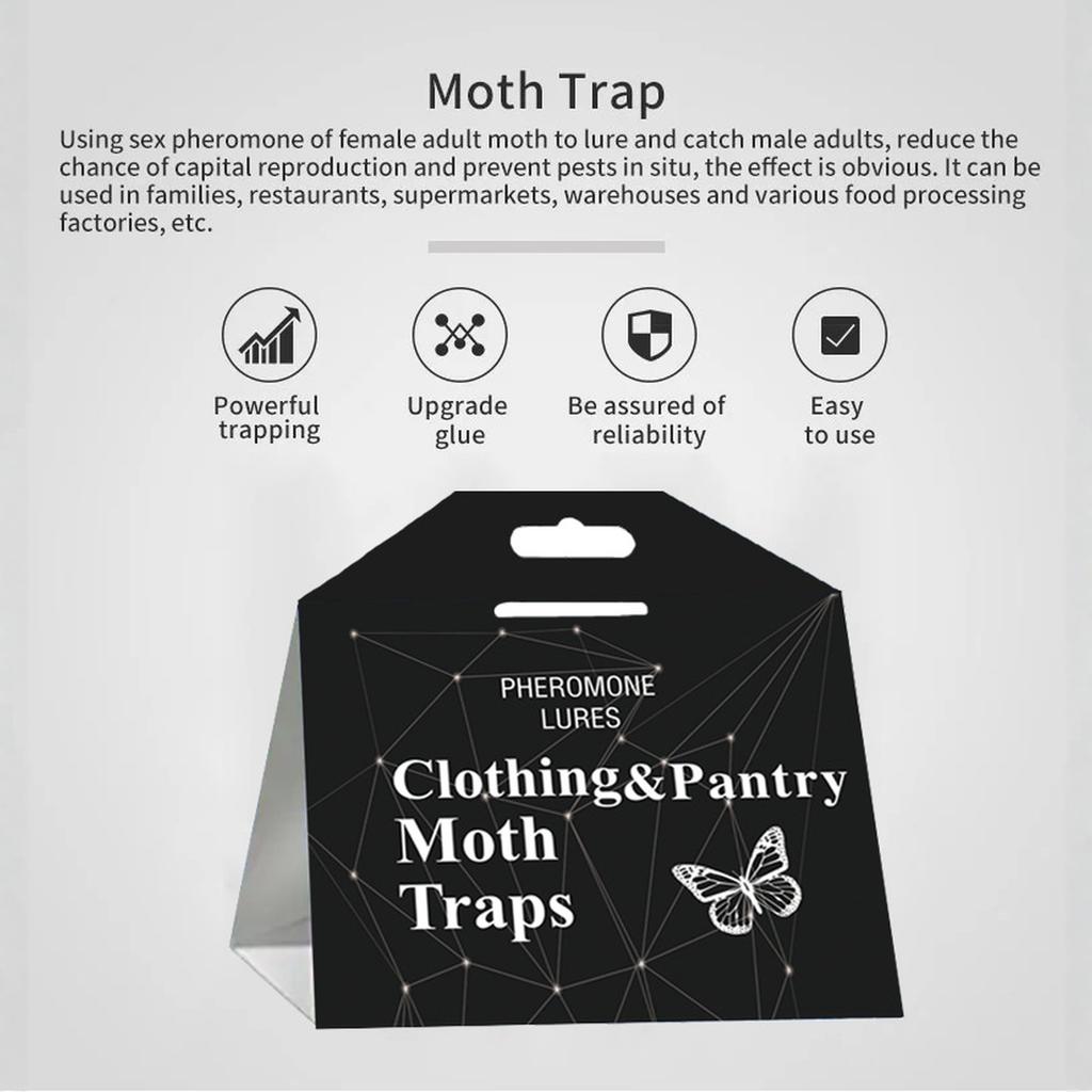 Ловушки для пищевой моли Безопасные и эффективные для продуктов питания и одежды - Клеевые ловушки с феромонами для шкафа с шерстью, ковра, продуктов питания и кухонного шкафа