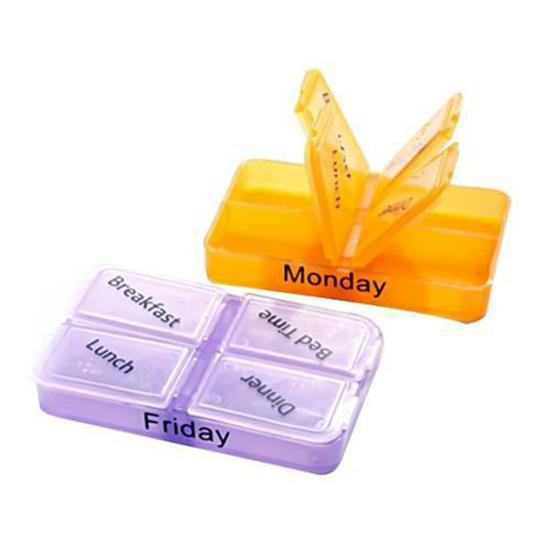 28 Grids Pill Container 7-Day Colorful Durable Detachable Pill Container