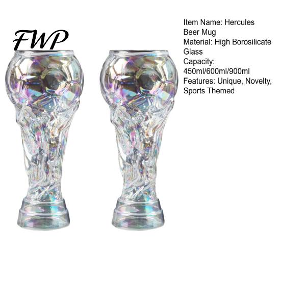 Party Drinking Glass 2Pcs Trophy Beer for Fans, Large Capacity Soccer Shape Three-Dimensional Relief Mug Mug, Novelty Cup Bar Home Use High-End