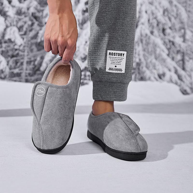 Fashion Shevalues Winter Fuzzy Women's Slippers Non-slip Indoor Cotton Shoes Cozy Velcro Home Slides Warm Flat Bottom Women's Slippers