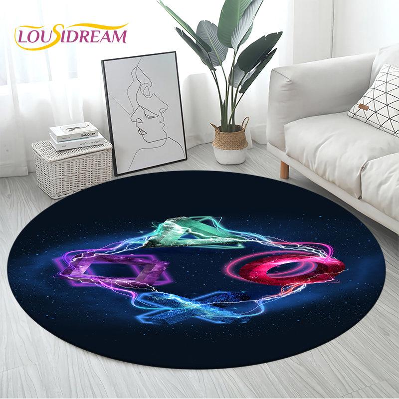 3D Cartoon Gamer Game Controller Area Rug Large,Round Carpet Rug for Living Room Bedroom Sofa Decor,Kid Play Non-slip Floor Mat