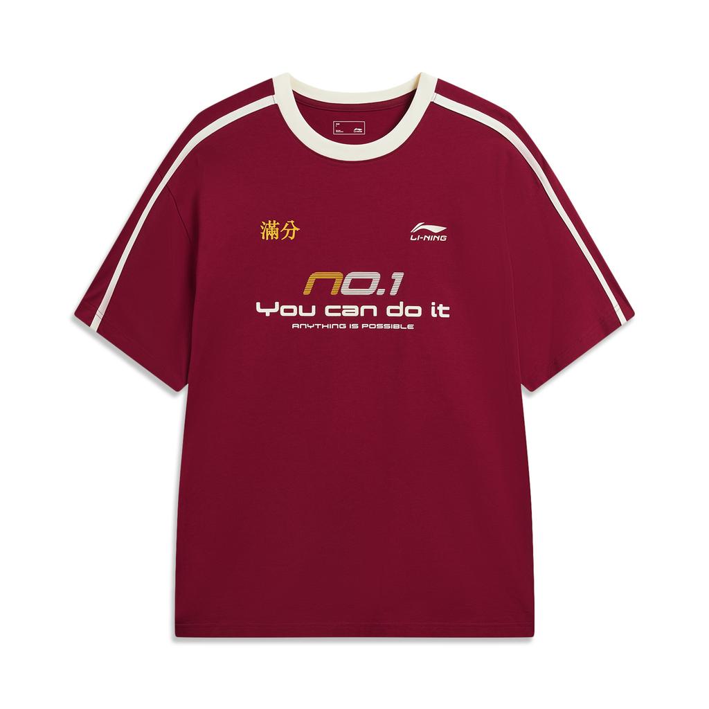 Li-Ning Свободная футболка с круглым вырезом и логотипом, повседневная, унисекс, ATSW263-7