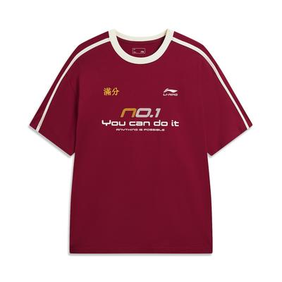 Li-Ning Свободная футболка с круглым вырезом и логотипом, повседневная, унисекс, ATSW263-7