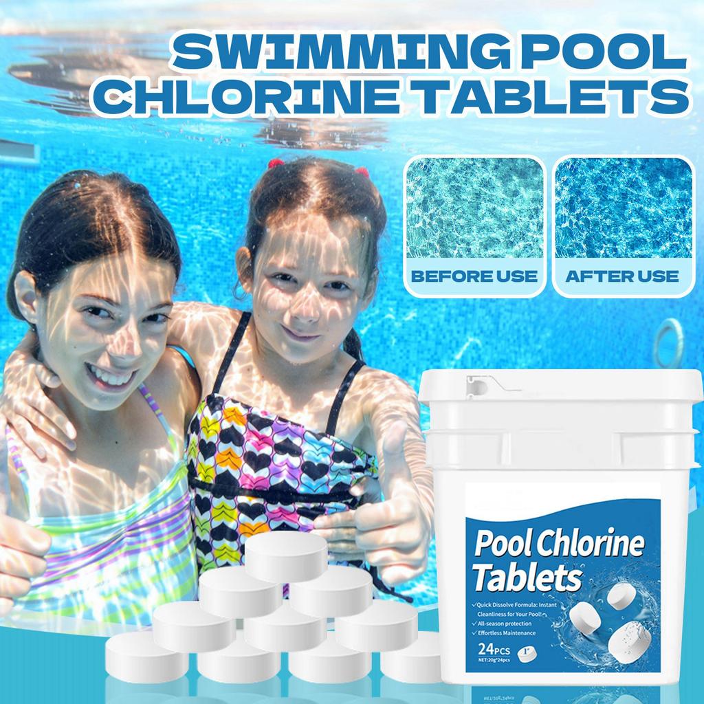 Chlorines Tablets For Swimming Pools, Kills And Stops Algaes, Slow Dissolving,Individually Wrapped,Pool Chlorines Tablets