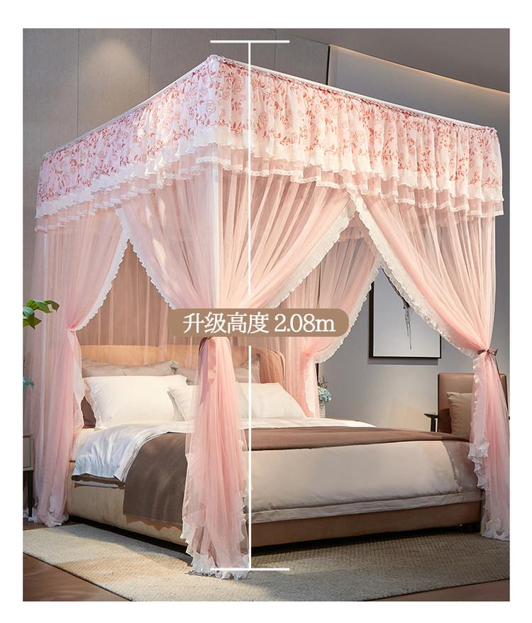 Three door floor standing mosquito net for home bedroom 2026 new model, high-end princess palace bracket, thickened and textured account