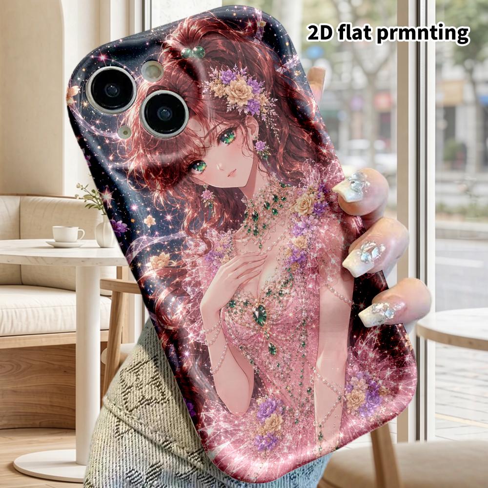 Phone Case: 2D flat design suitable for iPhone 18 17 16 15 14 13 Pro film protection case, couple style, comic-style girl, Christmas and Halloween gif