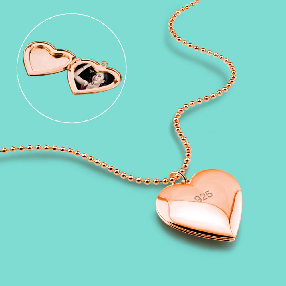 New Women's 925 Sterling Silver Necklace Classic Heart Photo Box Pendant Customizable Photo Anniversary Jewelry Gift Bijoux