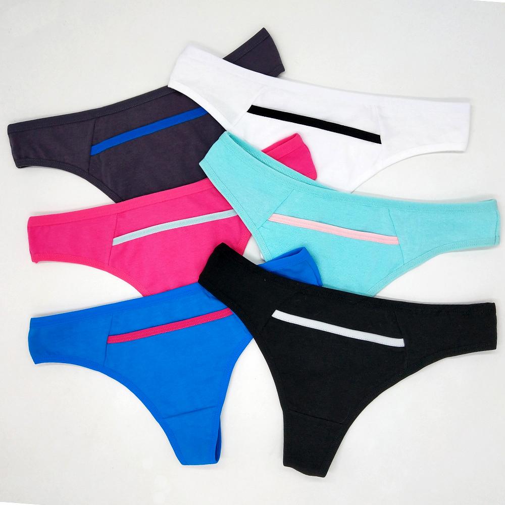 Сексуальные стринги, стринги с Т-образной спинкой, женское нижнее белье, хлопковые женские трусики с низкой талией для молодых девушек, 6 шт./лот