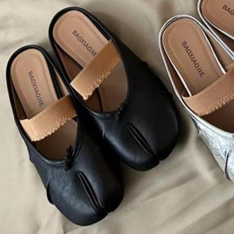 Ретро женские балетки танцевальные туфли неглубокие повседневные лоферы мягкие туфли осень 2024 модные туфли с открытой пяткой женские сандалии