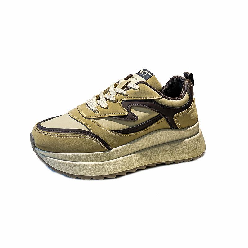 New Sneakers Women Spring New Thick-soled Round Toe Platform Womens Shoes Fashion Breathable Lace Casual Lady Shoes