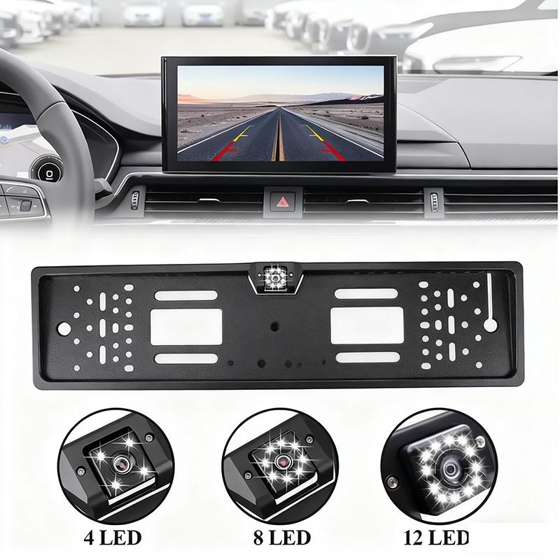 Pakring Car Rear View Camera EU European License Plate Frame Waterproof Night Vision Reverse Backup with 4 Or 8 12 LED Light