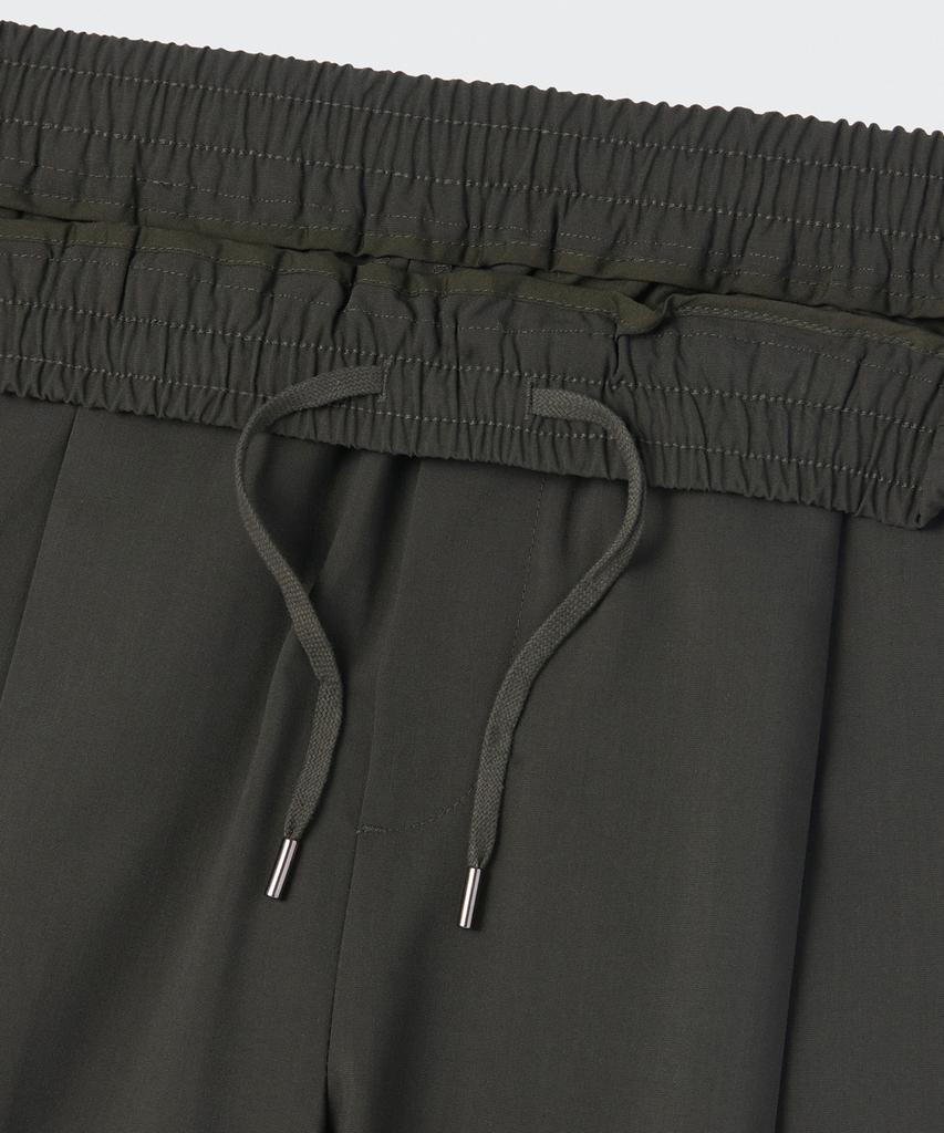MUSINSA STANDARD [Cooltandard] One-Pleat Wide Elastic Waist Slacks [Dusty Khaki]