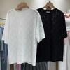 Летние женские футболки Ropa Mujer Модные кружевные футболки с вырезами, футболки с круглым вырезом и коротким рукавом, оверсайз топы, белая футболка