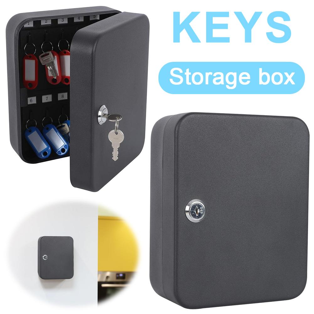 Комбинированный ключевой шкафчик на 20 крючков для ключей, запирающийся органайзер для ключей с замком для ключей/кода, настенный сейф для ключей