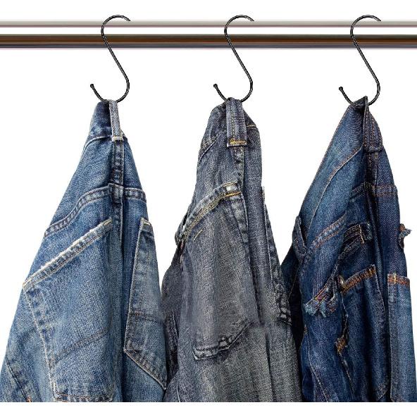 Набор из 30 черных S-образных крючков Стальные подвесные крючки Прочные S-образные крючки-вешалки Металлические крючки для кухонной стойки для кастрюль Крючки для шкафа для подвешивания сковородок, чашек, джинсов, растений