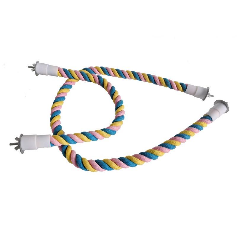 1PC Pet Bird Bite Toy Parrot Color Cotton Rope Toys Elastic Parrot Climbing Toys Sturdy Bird Swing rope Pet Cage Toy Swing Stand