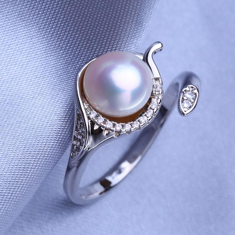 Кольца FEEYOO с натуральным пресноводным жемчугом для женщин и девочек, классическое кольцо регулируемого размера, вечерние украшения