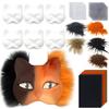 DIY Blank Masks Kit Half Face Hand Drawn Animal Cat Fox Mask DIY Handmade Graffiti Half Face Mask Party Halloween Christmas Gift