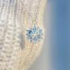 Sparkling Sky Blue Glass Snowflake Necklace - Light Luxury Design with Diamonds, Perfect for Christmas or Birthday Gifts.
