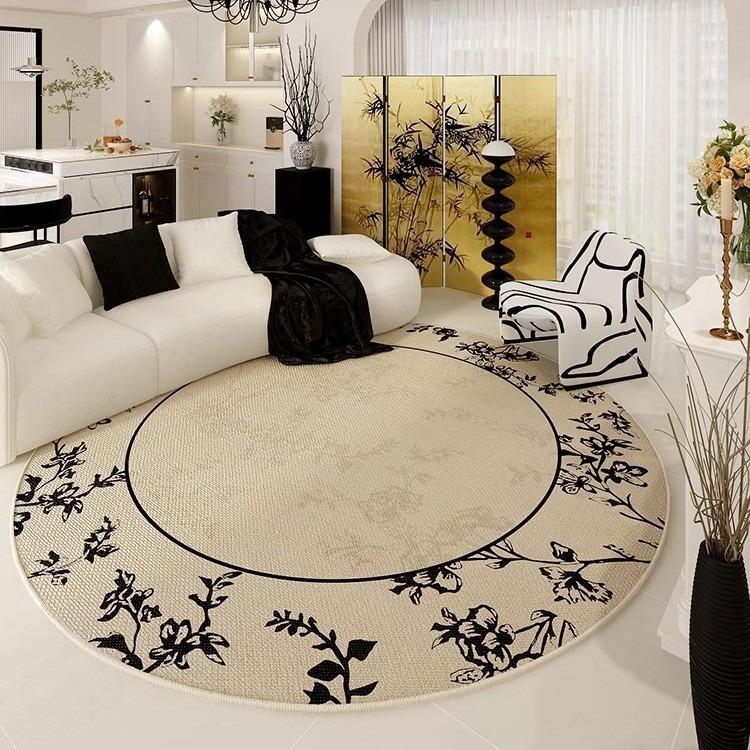 Carpet Living Room French Round Home Easy Care Crystal Velvet Carpet High Sense Bedroom Table And Chair Decorative Carpet
