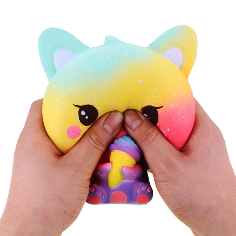 Cute Plush Ice Cream Cat Stress Toy Squeeze Rebound Toy for Kids & Adults Soft