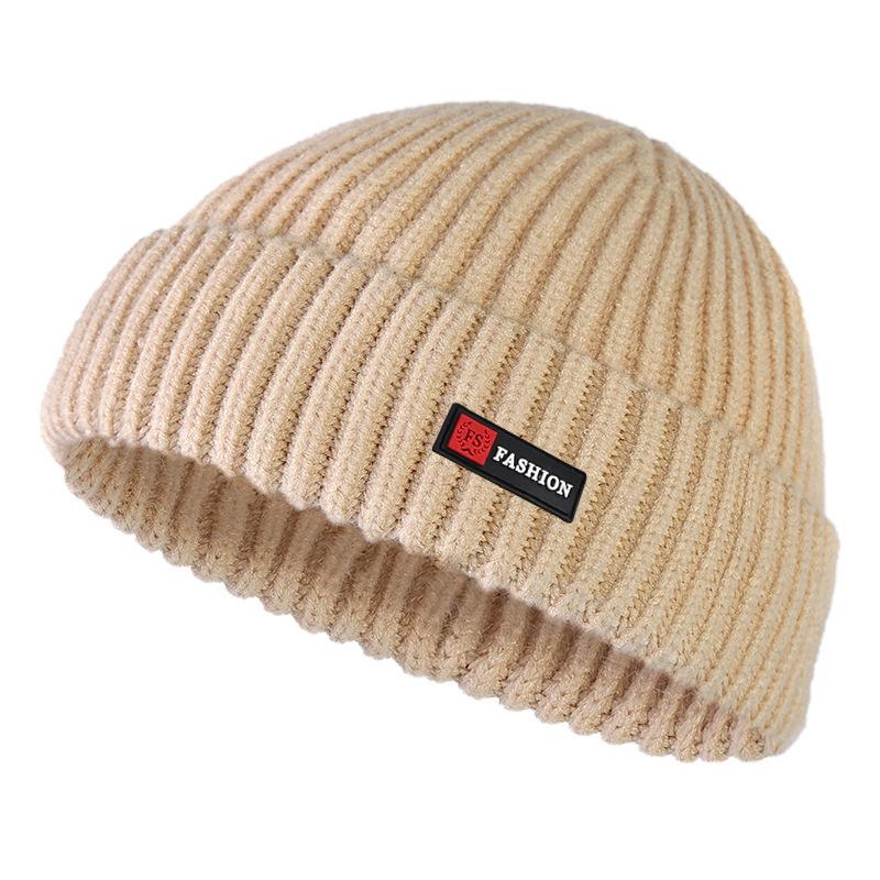 Autumn and winter solid color knitted hat men's warm wool hat, women's pullover hat landlord hat ins street trendy hat melon fur hat