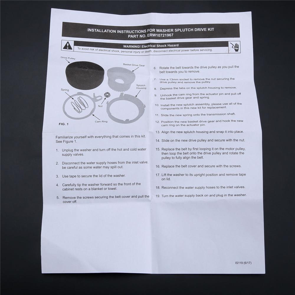 Комплект шкива сцепления стиральной машины W10721967 Замены приводного ремня стиральной машины