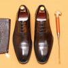 [Bulk Goods] British Brock Carved Leather Shoes Business Dress Leather Pointed Three Joint Oxford Shoes