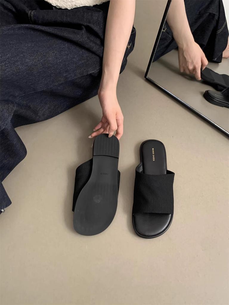 Льняные тапочки женские летние новые женские корейские сандалии ретро повседневные фея отпуск плоские пляжные туфли