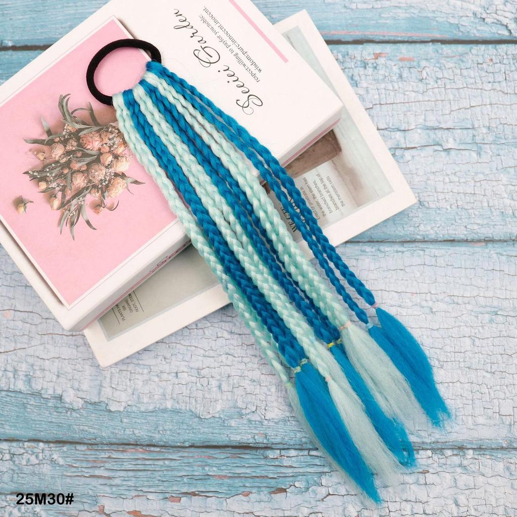 Резинка для волос Короткое Цветное Плетеное Наращивание Волос Хвост Радужный Разноцветный Синтетический Хвост для Девочек Ежедневное Вечернее Использование