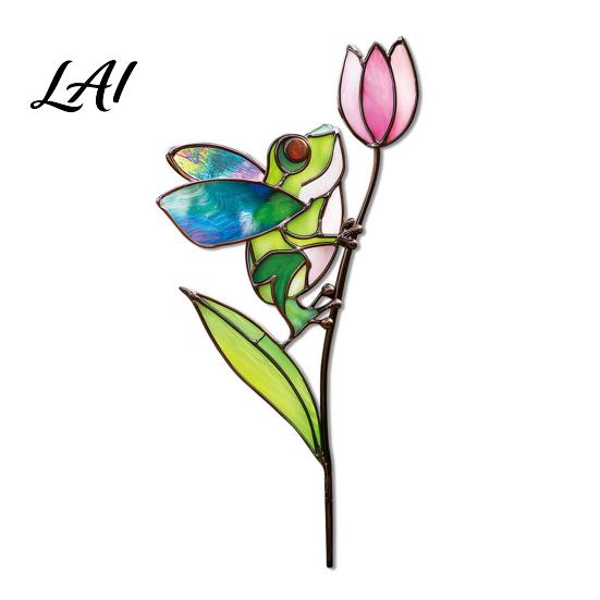 Backyard Plant Decor Colorful Planter Insert Stake Double-Sided Flower Pot Metal Inserts Insect Animal Stake for Pots Bed Decoration Outdoor