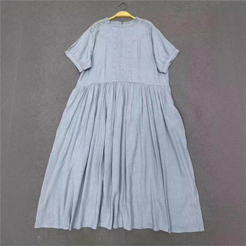 Johnature Летний дворец стиль свободная талия лоскутное кружевное платье женские винтажные однотонные платья с оборками