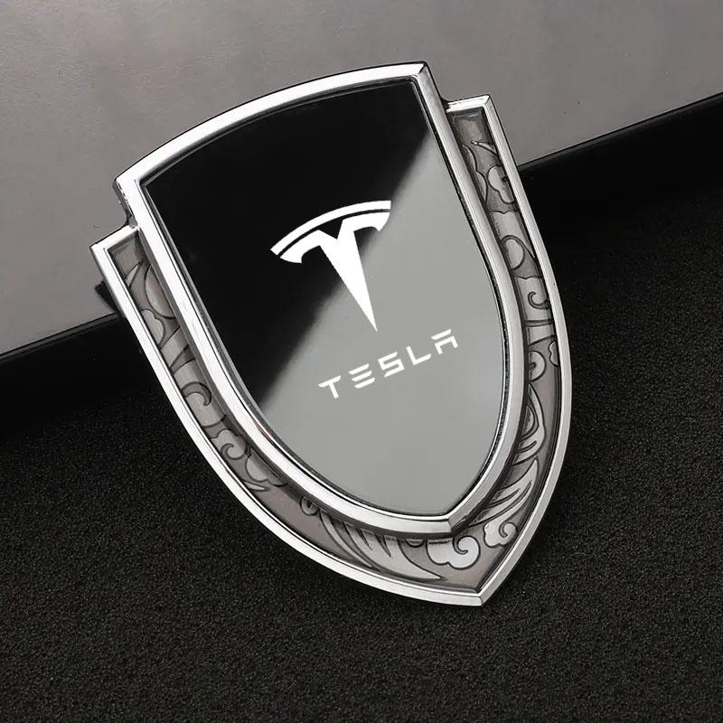 DHKOR1 3D Metal Car Body Fender Emblem Shield Stickers Decor Auto for Tesla Model 3 Model S Model X Y Style Roadster Auto Accessories