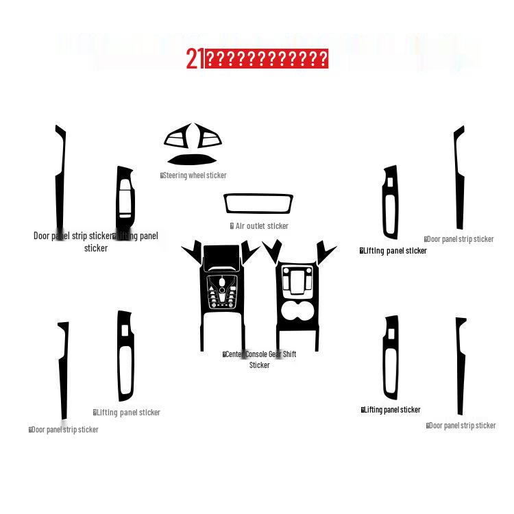 2021 BYD Tang Carbon Fiber Interior Stickers for Console, Gear Lever, and Door Protection.