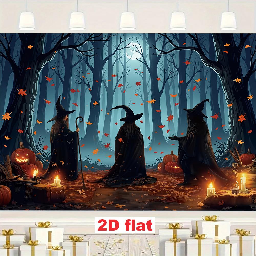 2D flat, 1 giant Black Fairy Tale Witch themed banner - suitable for Halloween and themed parties