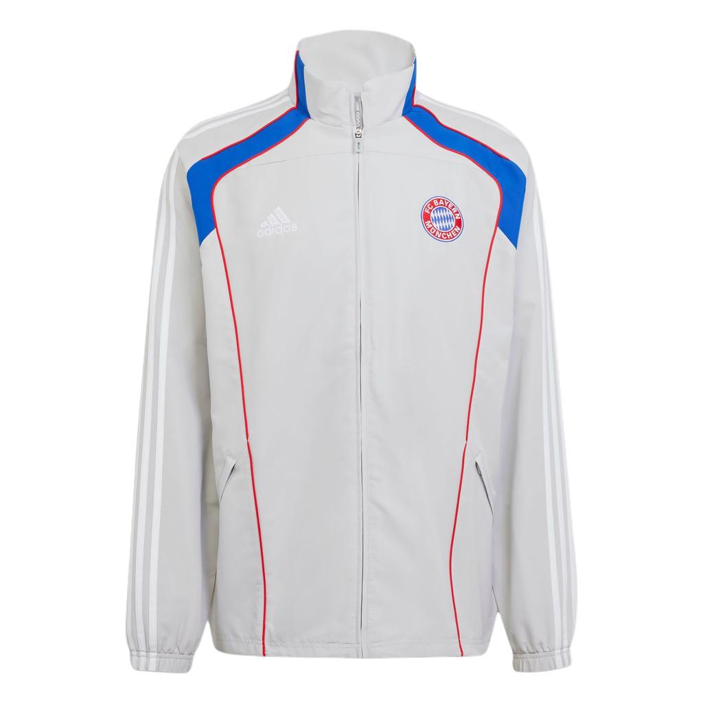 Adidas FC Bayern Track Casual Sports Zip Long Sleeve Jacket Men Jackets Silver Gray JF0592