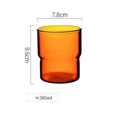 1 PC 300ml 380ml Stackable Clear Pink Grey Amber Blue Green Pink Colored Heat Resistant Milk Water Coffee Glass Mug Tumbler Cup