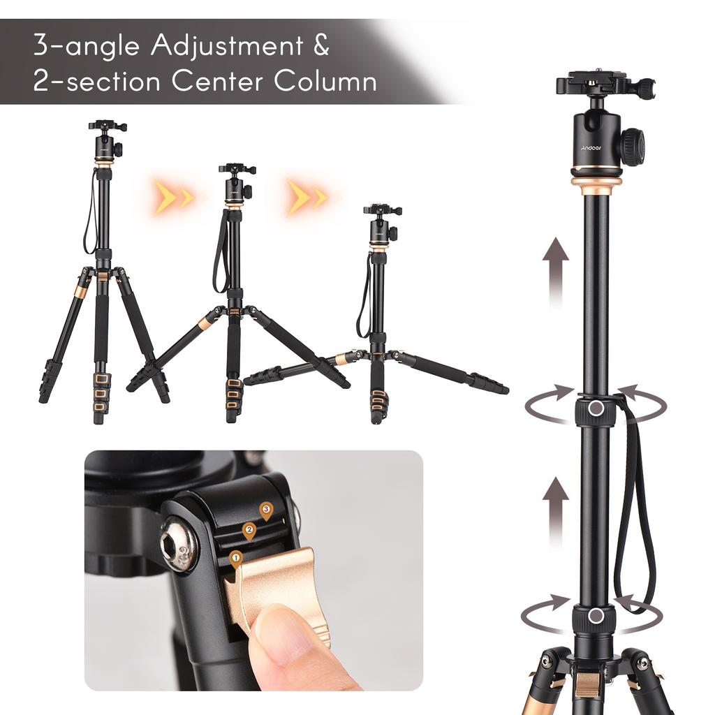 Andoer 140 см/55 дюймов дорожный штатив для камеры штатив из алюминиевого сплава со съемным моноподом