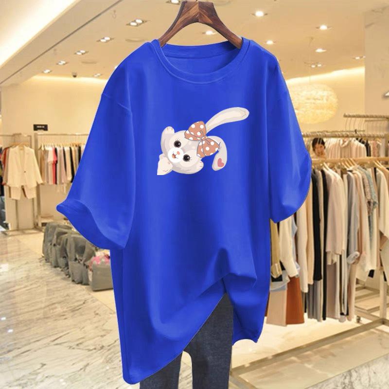 Хлопковая футболка с коротким рукавом женская 2025 новая одежда лето зарубежный стиль с рукавом до локтя топ летняя одежда