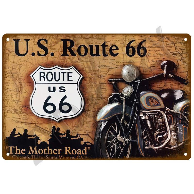 Металлическая табличка Route 66, металлический плакат, жестяная табличка, настенные плакаты, винтажный ретро-эстетический декор комнаты, настенное искусство, украшение