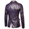 Men Blazer Slim Fit One Button Men Jacket Gold Print Groom Wedding Dress Suit Stage Club Party Casual Formal Blazers