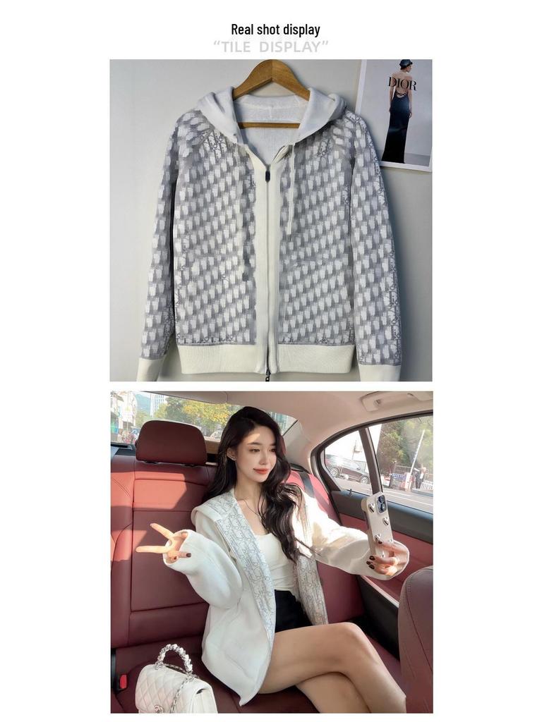 Nanyou 25SS Унисекс Двусторонний Вязаный Кардиган с Капюшоном для Осени/Зимы