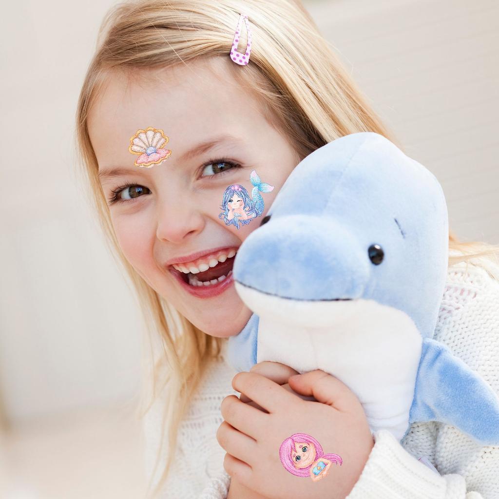 Children'S Watercolor Wind Mermaid Tattoo Sticker Glitter Unicorn Glitter Waterproof Tattoo Sticker