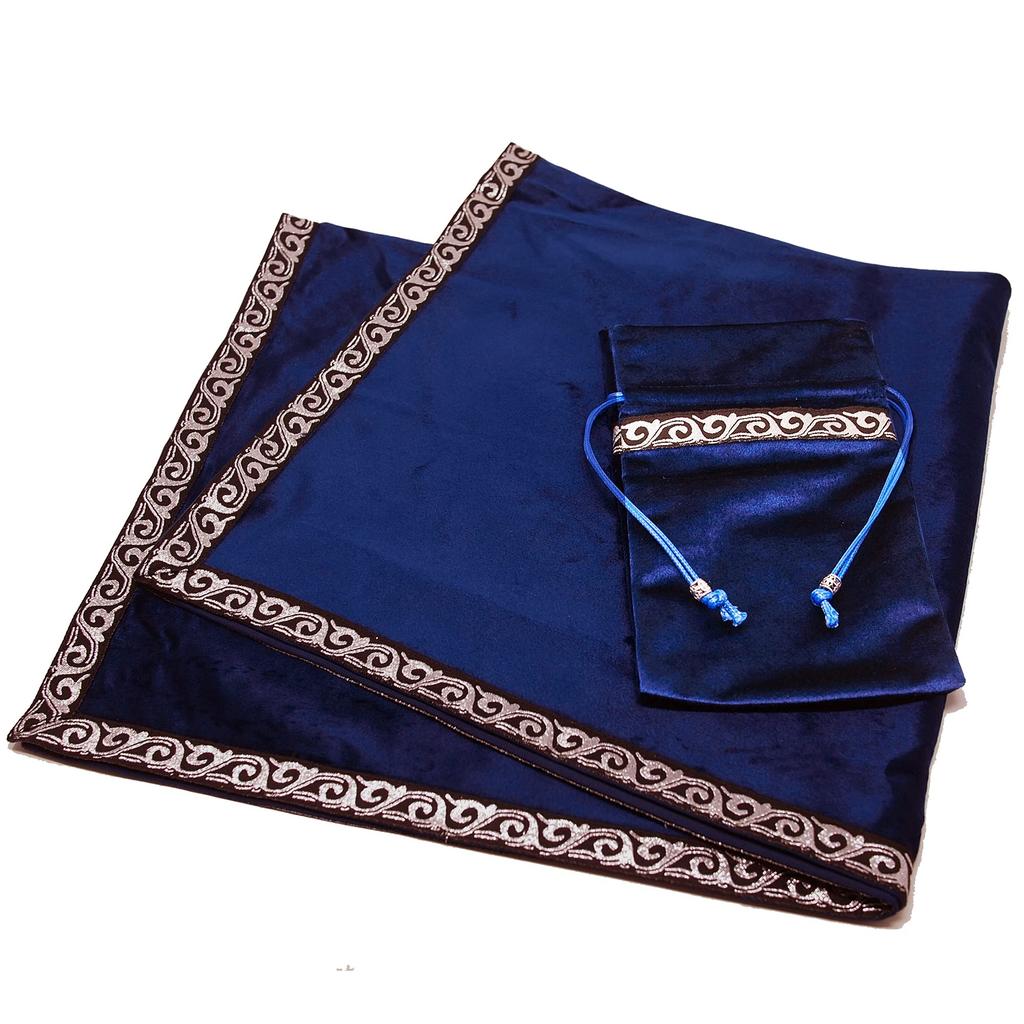 USK STORE Ткань для Таро, Бархатная, с Мешочком, Профессиональная, Высококачественная, для Гаданий на Картах Таро и Предсказаний, Скатерть (синий)