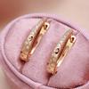 Shiny Golden Color Zircon Women Clip Earrings Zircon Elegant Curve Bling Drop Earrings Piercing Hoops Fine Wedding Jewelry
