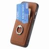 For iPhone 16 Case Card Slots Ring Holder Kickstand Phone Cover - Brown