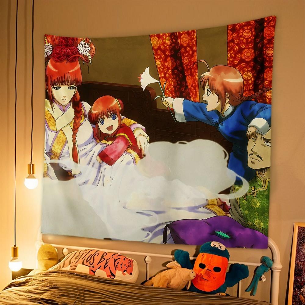 1pc Japanese Anime Tapestry GINTAMA Background Cloth Student Dormitory Bedside Bedroom Decoration Hanging Rental House  Tapestry